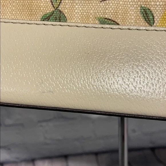 Kate Spade Cream & Yellow Lemon Satchel Handbag Designer Leather Shoulder Bag - Picture 4 of 10